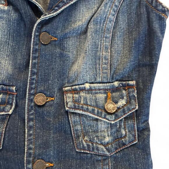 vintage 2000's Squeeze it Jeans Denim Cropped Vest size medium. - Picture 5 of 7